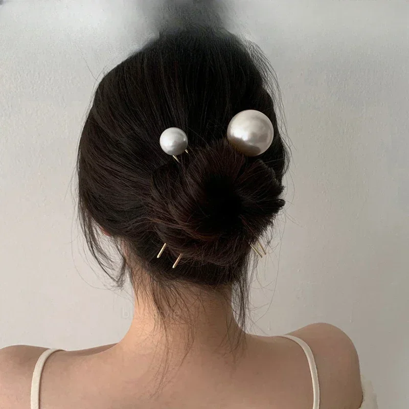 Bobby Pin Bulk - 韓国 U 字型ヘアピンヴィンテージエレガントなパールヘアピン金属ボビーヘアスタイリンググリップおだんごヘアクリップ女性女の子