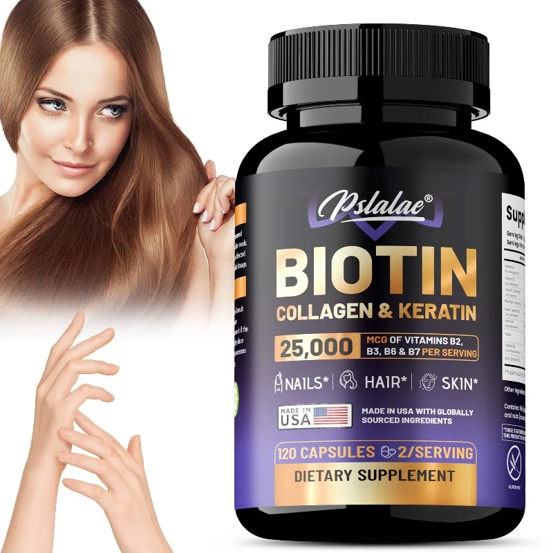 Hair Care Vitamin - ビオチン コラーゲン ケラチン サプリメント - 肌と爪の健康をサポートし、髪の成長を促進し、健康的な活力を維持します