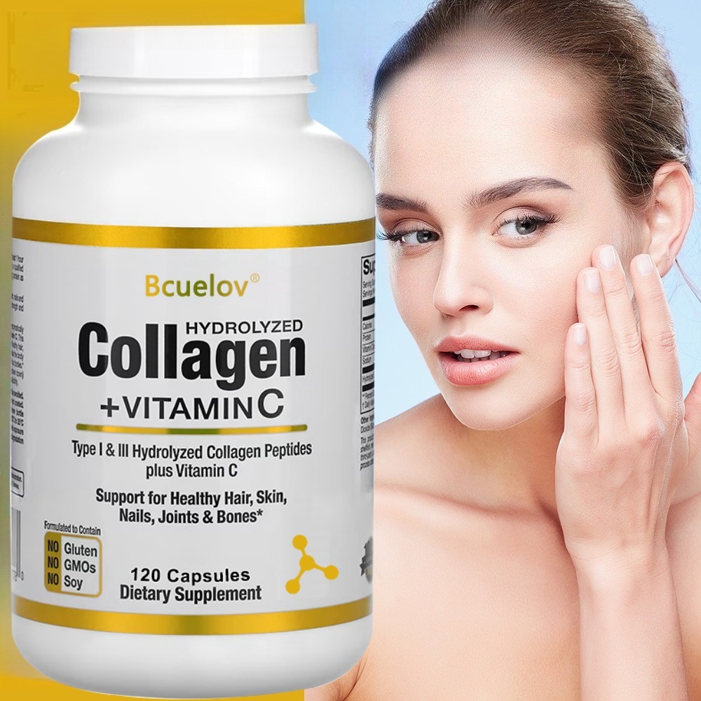 Hair Care Vitamin - 加水分解コラーゲンペプチドサプリメント プラスビタミンC、アンチエイジング、髪、肌、爪、関節、骨の健康をサポート