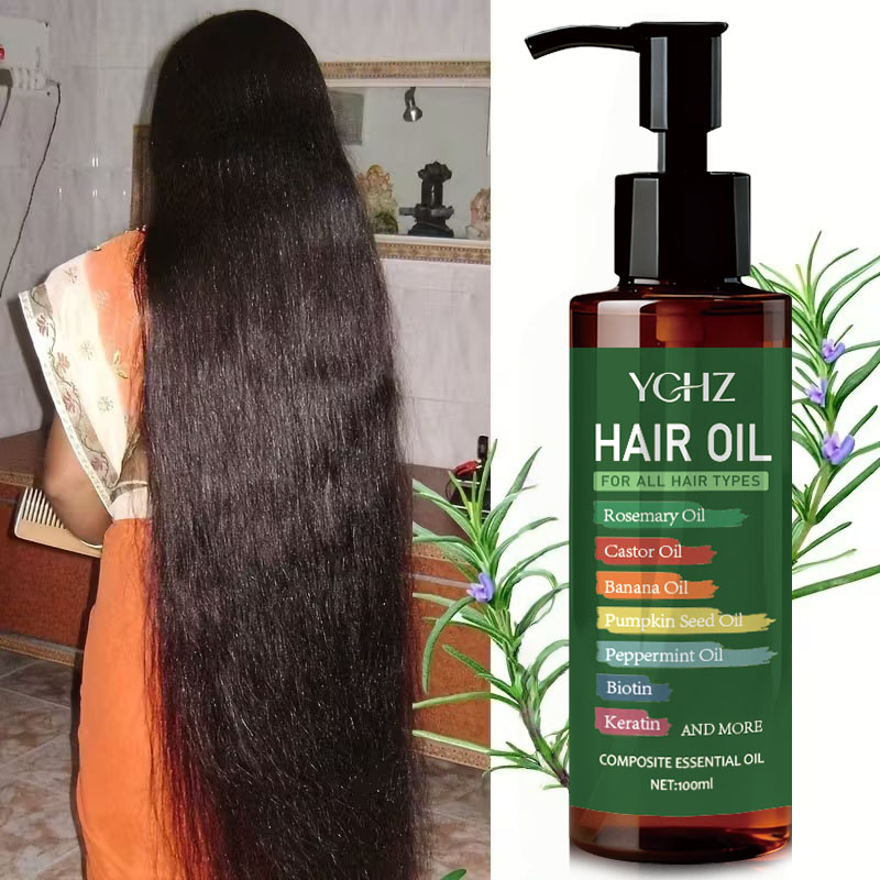Hair Care Tips - 7in1ヘアケアオイル、ローズマリーオイル、ビオチン、ケラチン配合、毛根から毛先まで潤いを与え、薄毛を効果的に補修、べたつかず使いやすい - 100ml