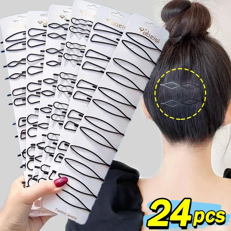 Bobby Pin Bulk - 3/24 個黒シンプルなボビーヘアピン女性女の子目に見えない金属波状三角形ヘアクリップバレッタヘアグリップ頭飾りピン
