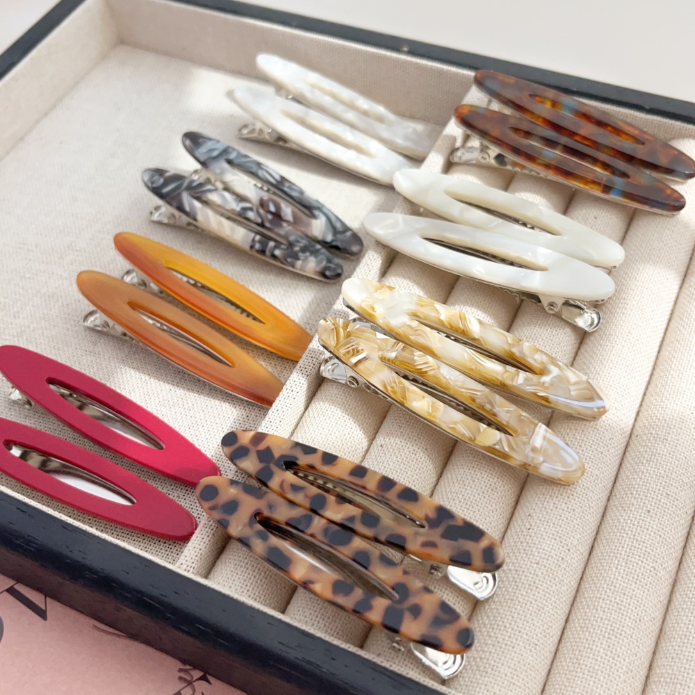 Bobby Pin Bulk - 2個セット エレガントなアセテートオーバルヘアピン バレッタ 韓国風 サイドボビーピン 前髪ヘアクリップ