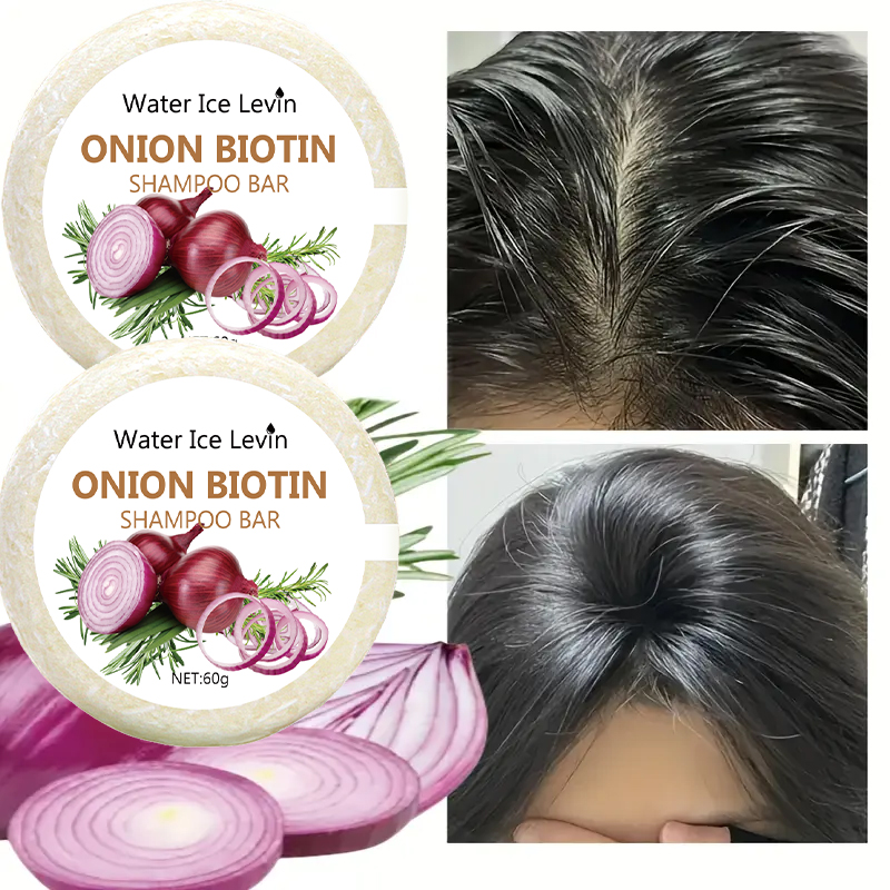 Hair Care Vitamin - オニオン＆ビオチンシャンプーバー - 60g、すべての髪質に適しています、保湿と滑らかさを実現、ローズマリーエキスが豊富
