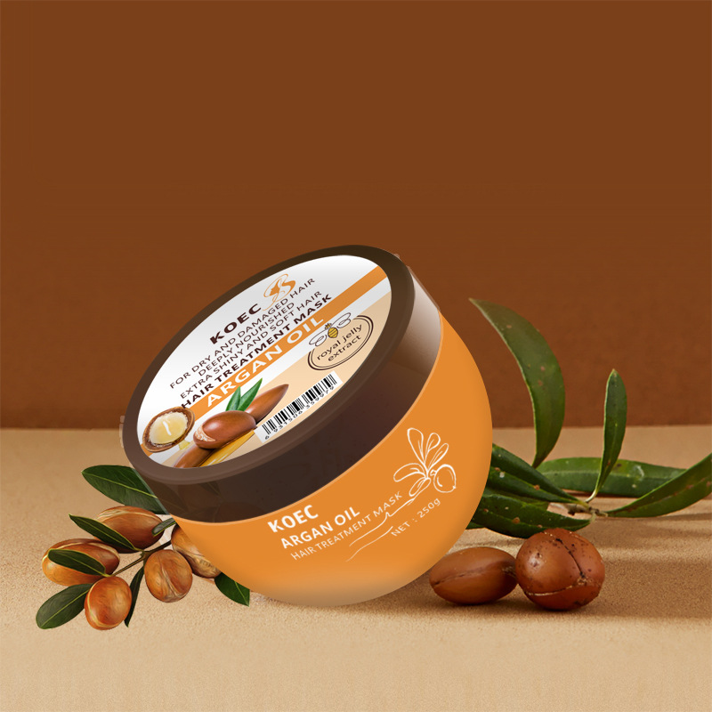Argan Oil Treatment - 250 グラム KOEC アルガンオイルトリートメントヘアマスク保湿修復栄養補給輝く乾燥ダメージヘアロイヤルゼリー天然エキス