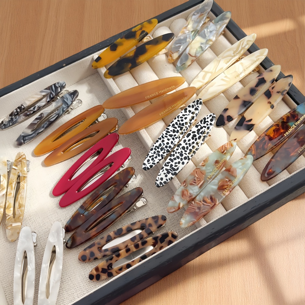Bobby Pin Bulk - 2個/セット エレガントなアセテートオーバルヘアピン バレッタ 韓国風 サイドボビーピン 前髪ヘアクリップ