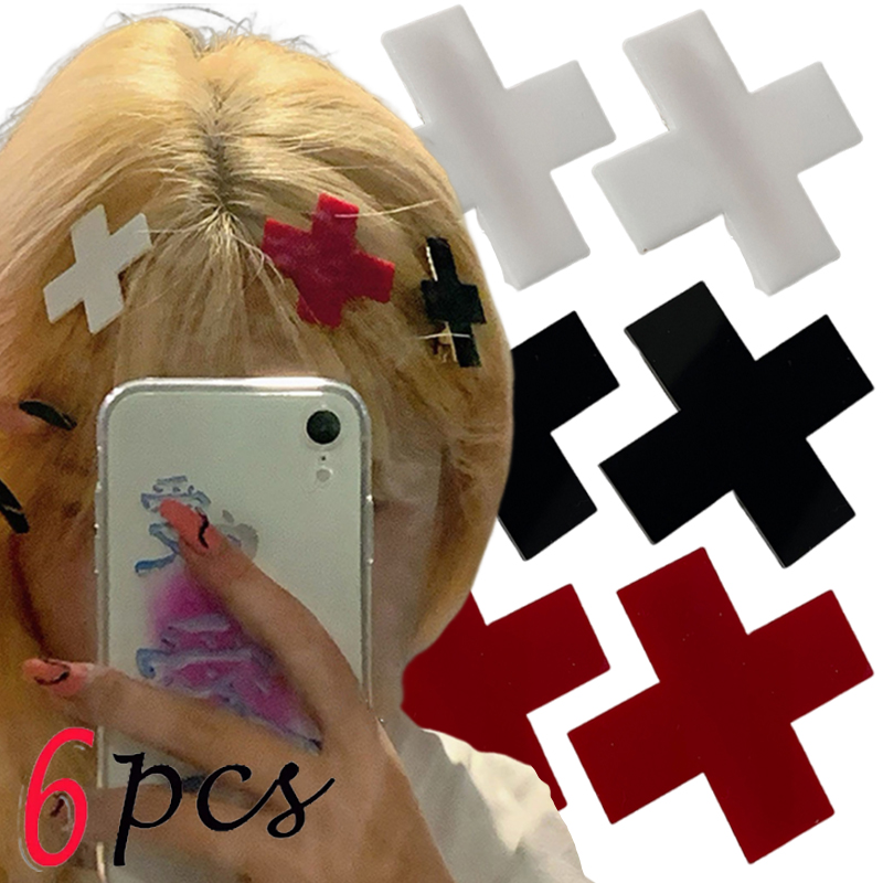 Bobby Pin Bulk - 女の子のための赤いクロスヘアクリップ、ゴシック、パンク、ヒップホップ、黒のクロス、バーピン、ボビーピン、ヴィンテージヘアピン、クール、ユニーク、コスプレ、y2k