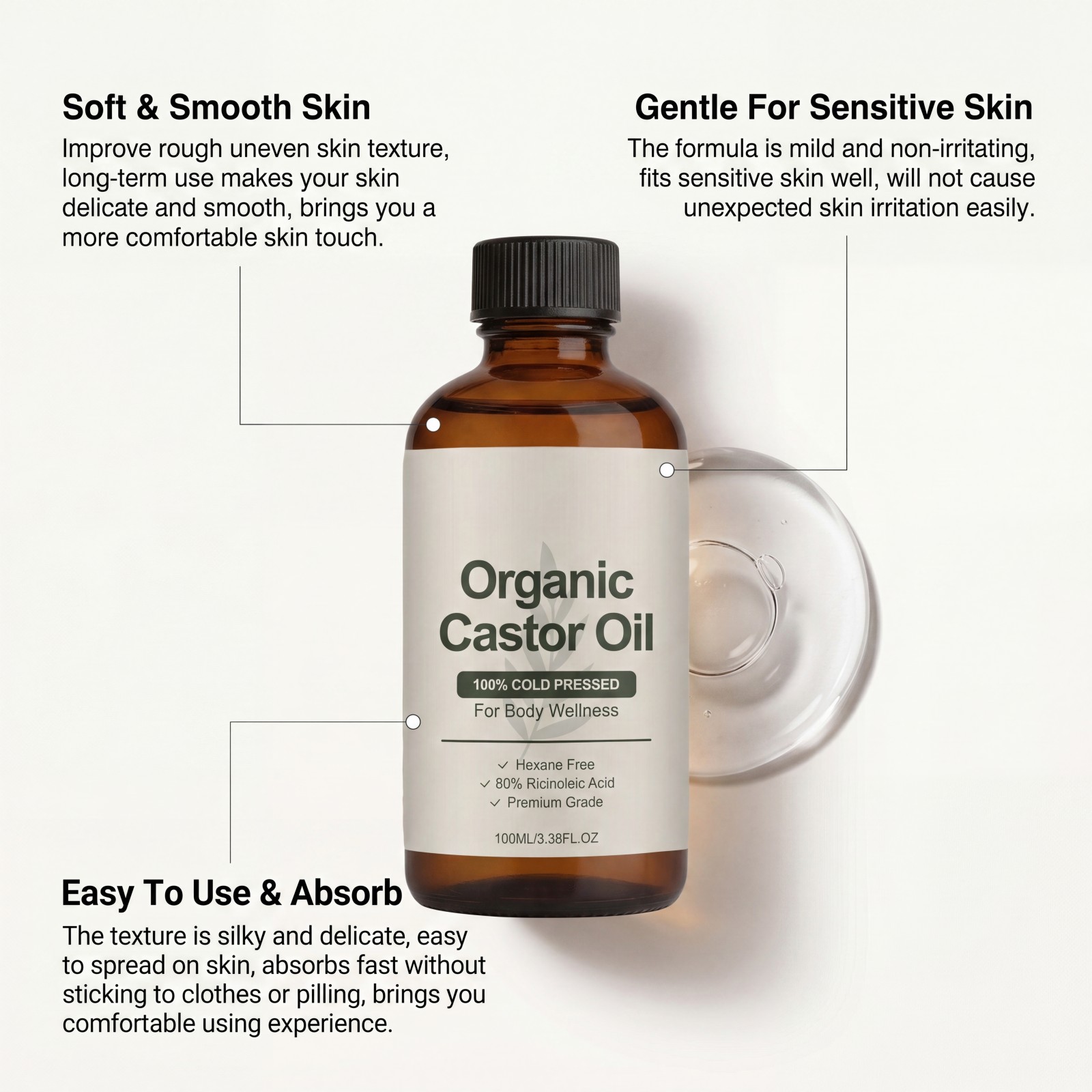 オーガニックキャスターオイル100%コールドプレス製法 ボデ - Castor Oil Cold Press のレビューと価格