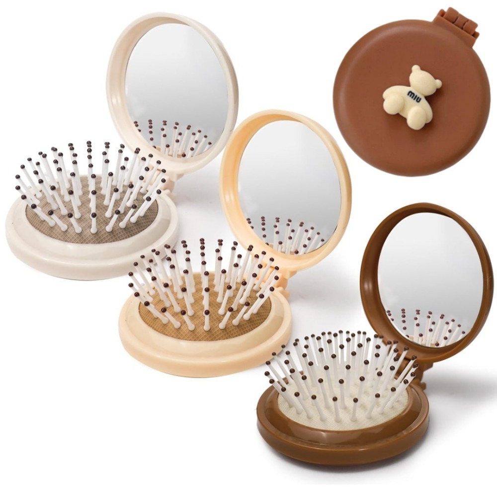 かわいいクマ折りたたみ化粧鏡マッサージコーム付きかわいいポー - Hair Care Brand のレビューと価格