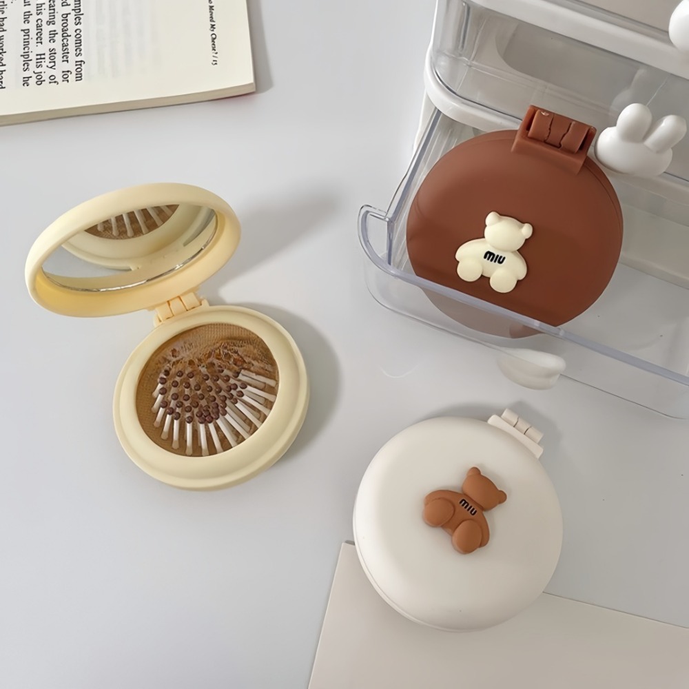 かわいいクマ折りたたみ化粧鏡マッサージコーム付きかわいいポー - Hair Care Brand のレビューと価格