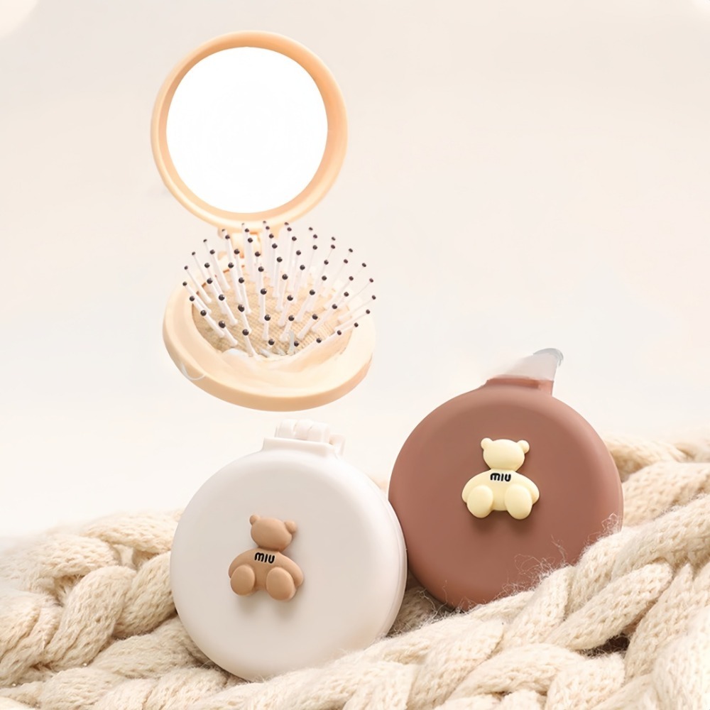 かわいいクマ折りたたみ化粧鏡マッサージコーム付きかわいいポー - Hair Care Brand のレビューと価格