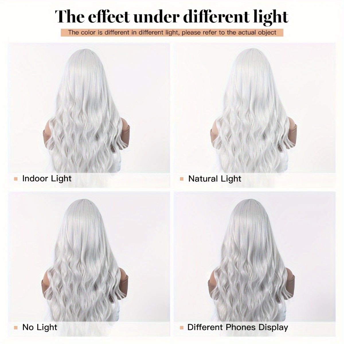 安信ブランド合成繊維ウィッグ：シルバーホワイトの自然な大きな - Hair Care Brand のレビューと価格