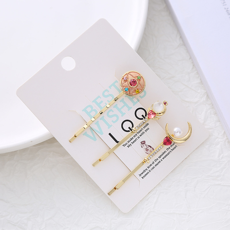 魔法少女ヘアクリップ3個セット ハート型の杖デザイン 可愛い - Bobby Pin Bulk のレビューと価格