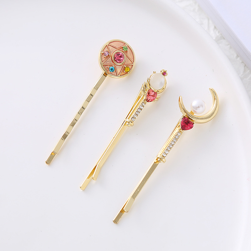 魔法少女ヘアクリップ3個セット ハート型の杖デザイン 可愛い - Bobby Pin Bulk のレビューと価格