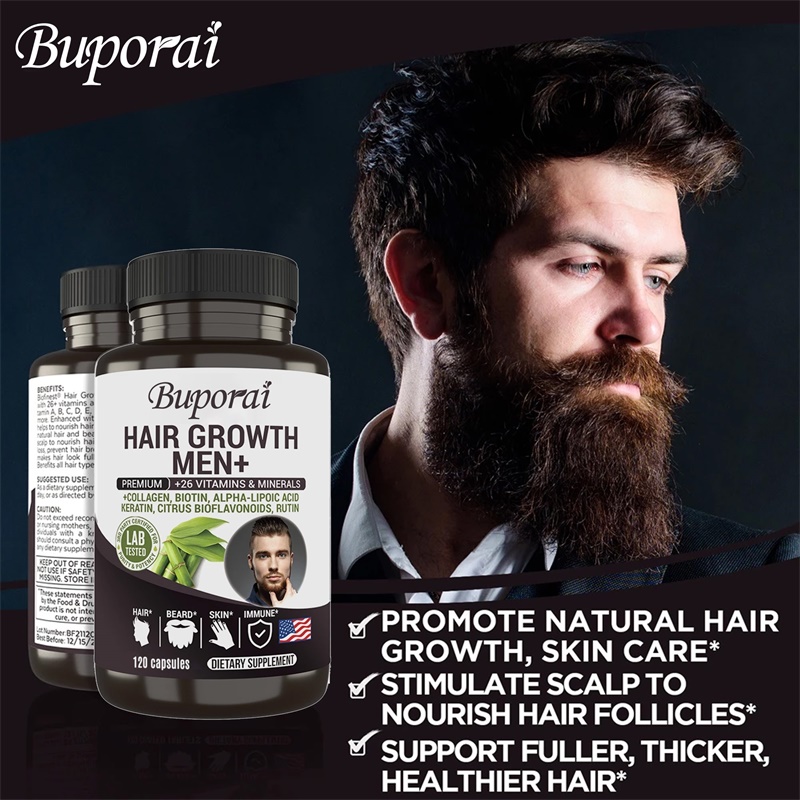 男性用育毛サプリメント - 男性用髭育毛サプリメント、発毛促 - Hair Care Vitamin のレビューと価格