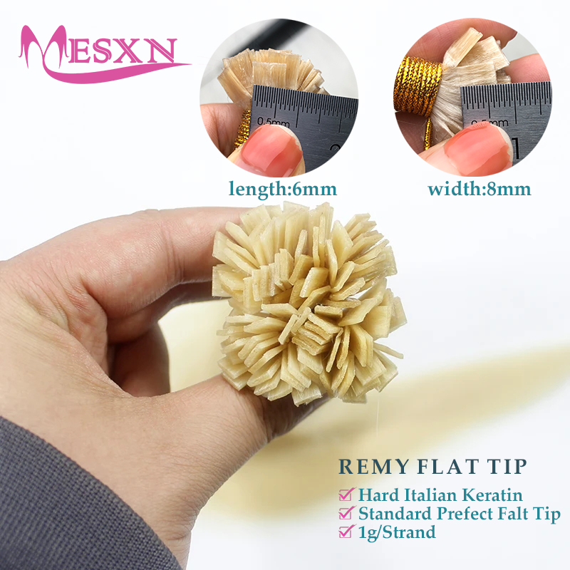 MESXN フラットチップヘアエクステンション 100% 本 - Hair Care Tips のレビューと価格