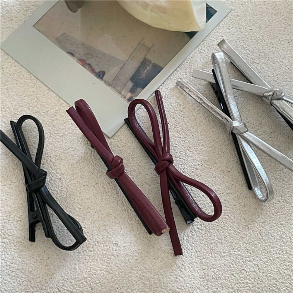 2/6 個韓国スタイル PU レザーリボンヘアクリップシンプ - Bobby Pin Bulk のレビューと価格