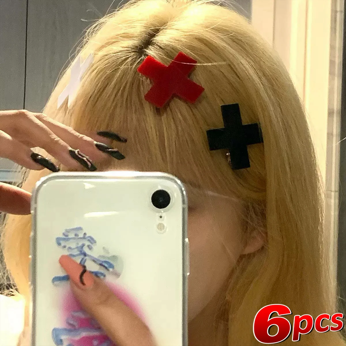 女の子のための赤いクロスヘアクリップ、ゴシック、パンク、ヒッ - Bobby Pin Bulk のレビューと価格